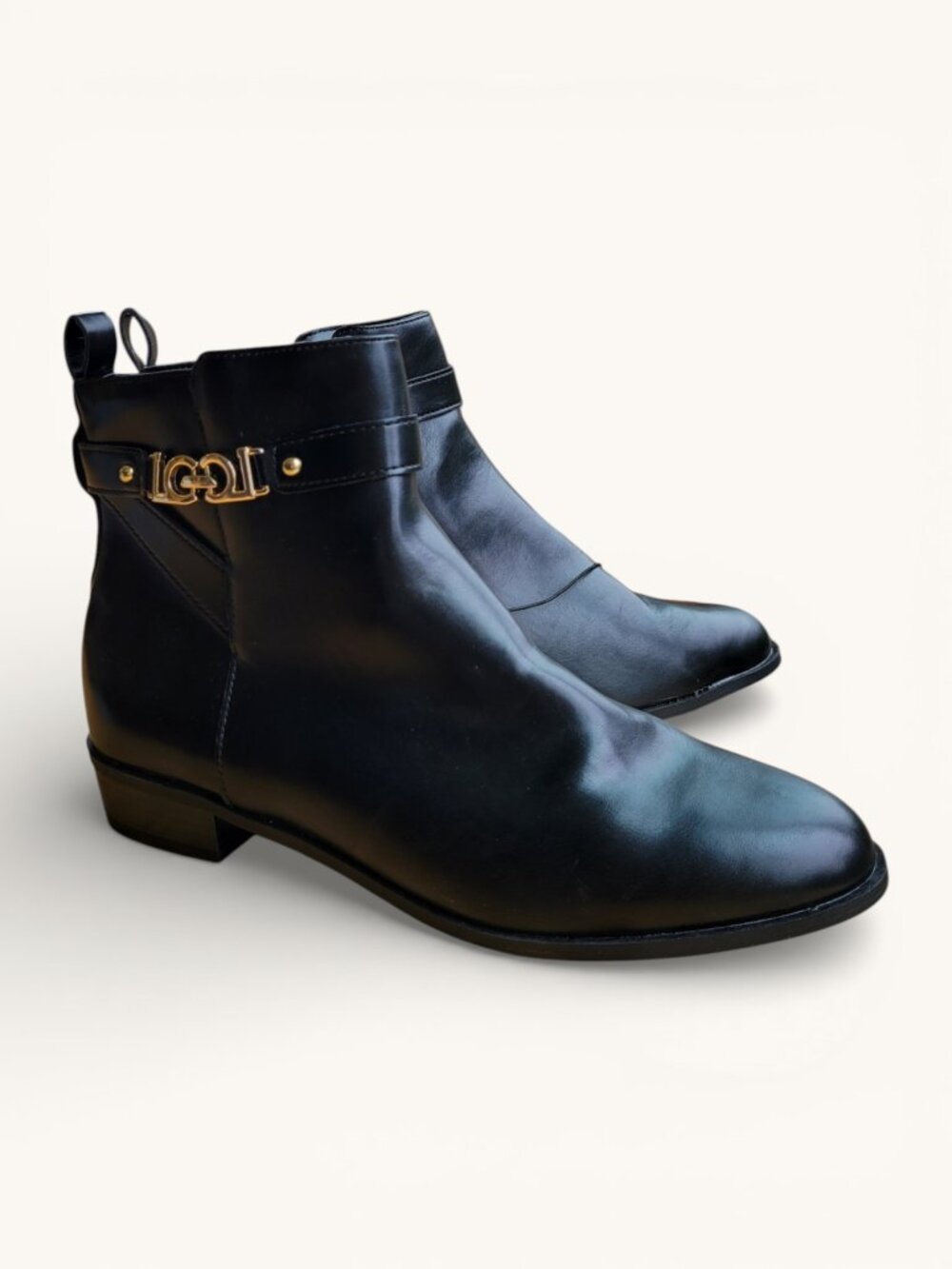Liz Claiborne Ringwood Stacked Heel Black Ankle Dress Boots